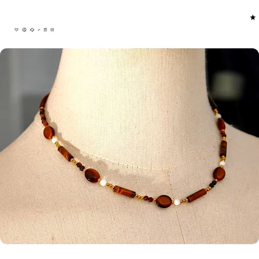 Natural Stone Gold Plated Necklace - Picture 9 of 15